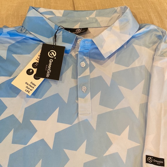 Golf Polo Moisture Wicking Stars and Stripes Patriotic USA Flag XXL New American - Picture 2 of 7